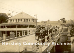 The starting point for the miniature railway was located near the intersection of Park Avenue and Park Boulevard, not far from Hershey’s railroad station and downtown Hershey. ca.1925-1935