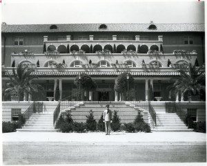 Hotel Hershey's first bellman, Al McKinney, stands ready to greet guests. 1933