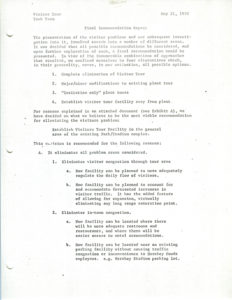 Visitor Tour Task Team Final Recommendation Report, 5/21/1970.