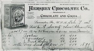 Early Hershey Chocolate Company invoice. February 9, 1899
