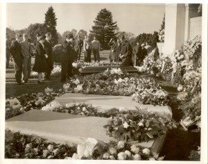 Paying his respects to Milton Hershey at the Hershey Cemetery, 10/16/1945