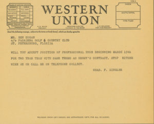 Western Union Telegraph - Ben Hogan