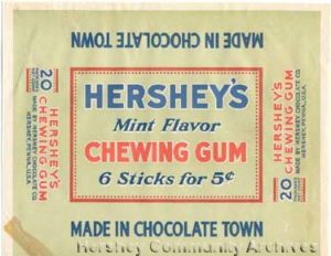 Box label; Hershey’s Chewing Gum. ca.1916-1924