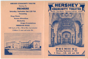 Hershey Theatre, opening weekend program, September 1-4, 1933
