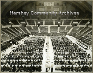 Homeowners gathered in the Arena for a "farm to table" celebration in honor of Milton Hershey's birthday. 9/13/1939