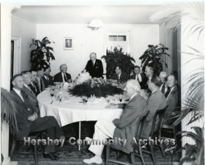 Senior staff gathered to celebrate Milton Hershey's 88th birthday. 9/13/1945