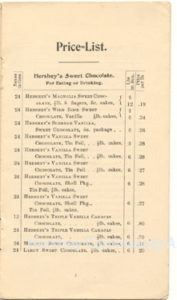 Hershey Chocolate Company sales catalogs listed over 100 products for sale. 1900