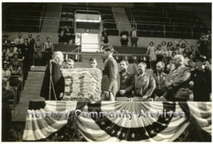 Hershey Industrial School students presented Milton Hershey with a floral tribute. 9/13/1938