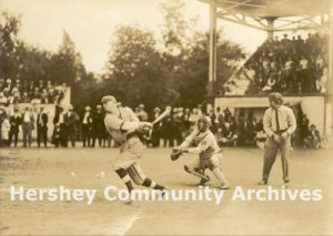 Hershey vs. Ephrata at the Hershey Athletic Field, Abe Dieroff up at bat, 1913