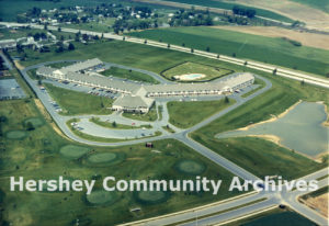 Aerial view of new Hershey Motor Lodge, ca. 1967