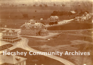 View of Hershey from the chocolate factory smokestack, ca. 1906-1909