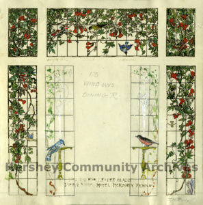 Proposal for the Hotel Hershey's Circular Dining Room windows created by J. H. Rudy, Rudy Glass Company, York, PA, ca. 1931