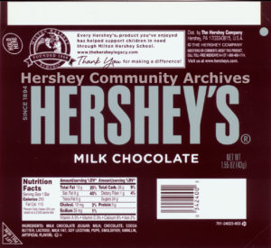 Hershey's Milk Chocolate bar wrapper, 2010-2013