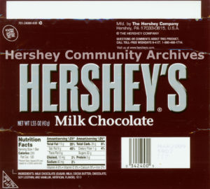 Hershey's Milk Chocolate bar wrapper, 2003-2010