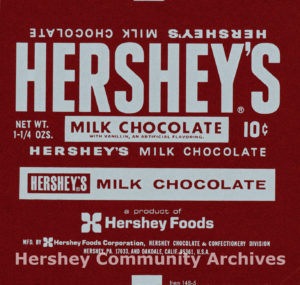 Hershey's Milk Chocolate bar wrapper, 1969