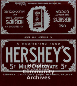 Hershey's Milk Chocolate bar wrapper, 1928-1935