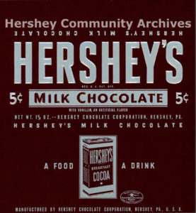 Hershey's Milk Chocolate bar wrapper, 1936-1939