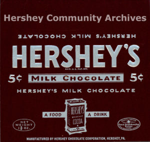 Hershey's Milk Chocolate bar wrapper, 1940-1950