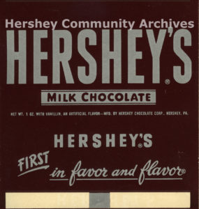 Hershey's Milk Chocolate bar wrapper, ca. 1951-1968