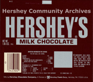 Hershey's Milk Chocolate bar wrapper, 1978-1982