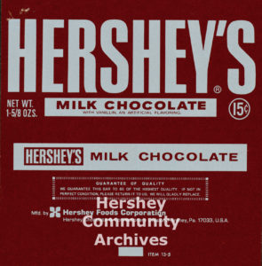 Hershey's Milk Chocolate bar wrapper, 1970-1973