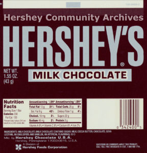 Hershey's Milk Chocolate bar wrapper, ca. 1988-2001