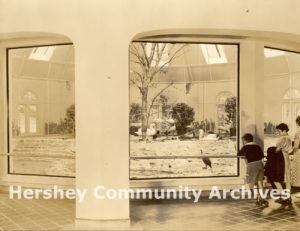Hershey Park conservatory was renovated as an enclosure for the zoo’s birds in the 1930s. Photograph, 1934