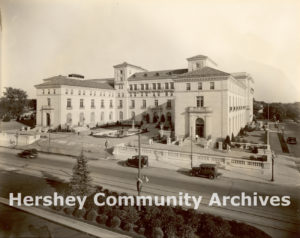 The Community Building was completed in 1932 but dedicated in 1933 as part of the town's 30th anniversary celebrations. Community Building, ca.1935