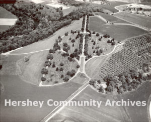Aerial view of Hershey Cemetery, ca. 1945-1960