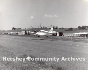 Plane landing at Hershey Air Park, ca. 1960-1980