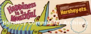Hershey-Ets shelf talkers such as this piece promoted the products from the grocery shelf, ca. 1973