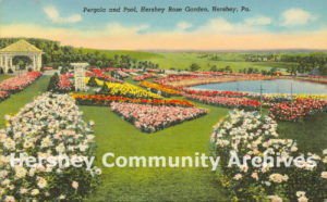 "Pergola and Pool, Hershey Rose Garden, Hershey, Pa." 1938 (Curt Teich and Company, Chicago, Illinois [8AH1648])