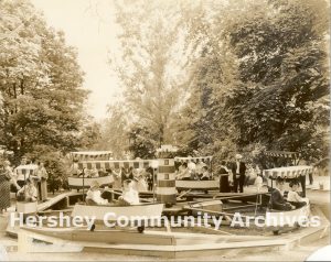 One of the first Kiddie rides added to Hershey Park was a children’s boat ride. ca. 1926-1935