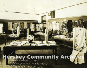 The Hershey Vocational School program for girls emphasized home-making skills such as cooking and sewing. Miss K. Kingsbury's Home Economics class, May 27, 1926