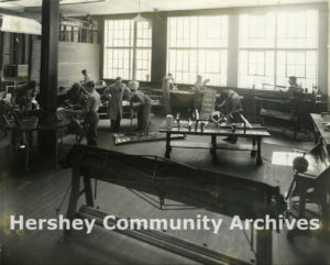 Hershey Vocational School offered a wide variety of training programs for boys and girls. Metal shop, ca. 1940