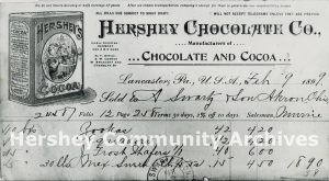 Early Hershey Chocolate Company invoice. February 9, 1899