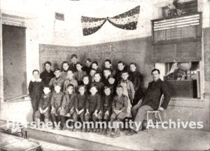 Mr. P.H. Balsbaugh poses with his class, Rockridge School, 1900