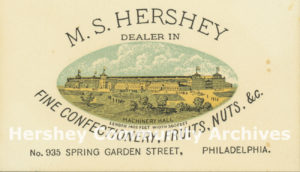 Trade card from Milton Hershey's first business, Philadelphia, PA, ca. 1876