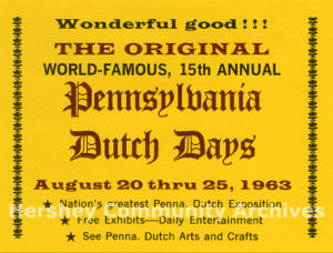 Table tent advertisement for 1963 Dutch Days