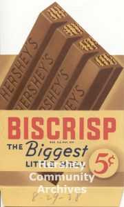 Hershey’s Biscrisp bars were introduced in 1938.