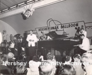 Guy Lombardo and his Royal Canadians perform to a standing room only crowd at Hershey Park Ballroom, July 4, 1953