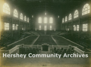 Hershey Convention Hall ready for its first meeting. Note that the ceiling has not yet been plastered. June 1915
