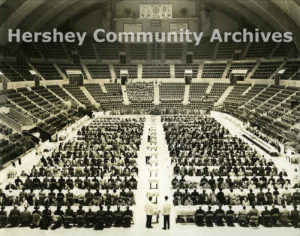 Homeowners gathered in the Arena for a "farm to table" celebration in honor of Milton Hershey's birthday on September 13, 1939.