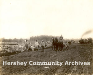 Early construction of the Hershey chocolate factory, 1903