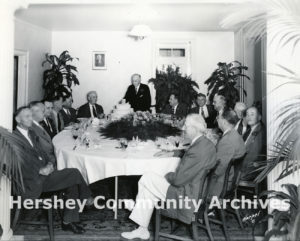 Senior staff gathered to celebrate Milton Hershey's 88th birthday on September 13, 1945.