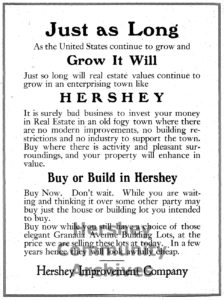 Hershey Press; Hershey Improvement Company advertisement, November 9, 1911