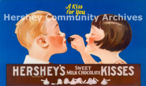 Kisses product packaging, including the iconic "A Kiss for You" slogan, ca. 1925-1950