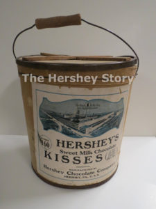 Hershey Chocolate Company sold Hershey’s Kisses by weight. The pail was a unique way of packing bulk Kisses. Image courtesy of The Hershey Story, ca. 1920